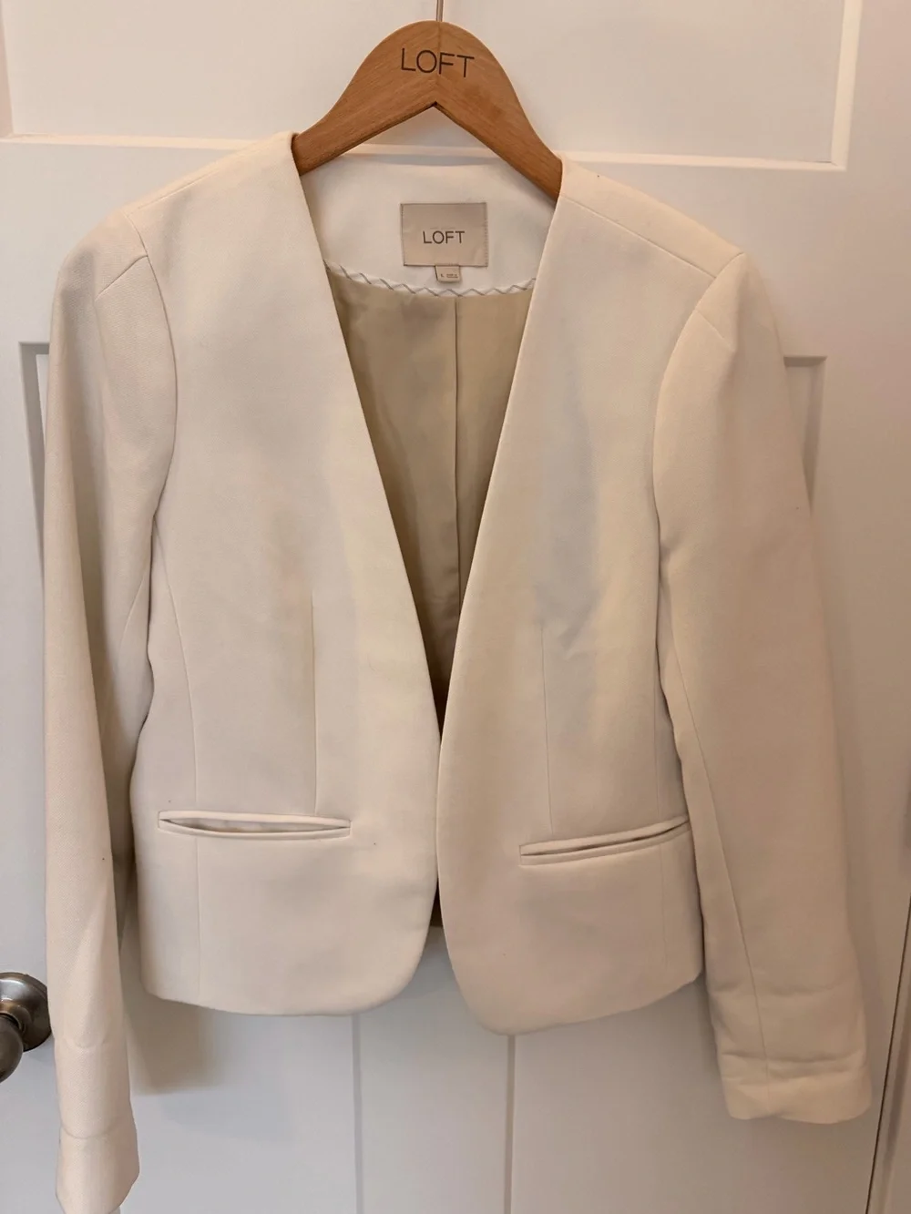 LOFT Ivory Open-Front Blazer Jacket - Picture 3 of 5